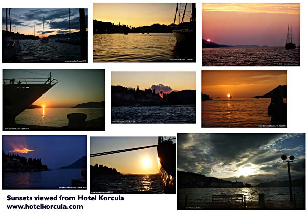 sunsets veiwed from Hotel Korcula De La Ville